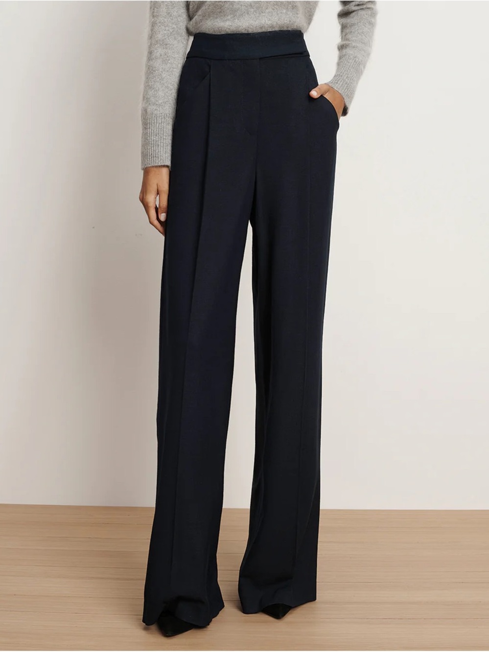 Veronica Beard Marbeau Wide-Leg Pant High-Waist Trousers 2p